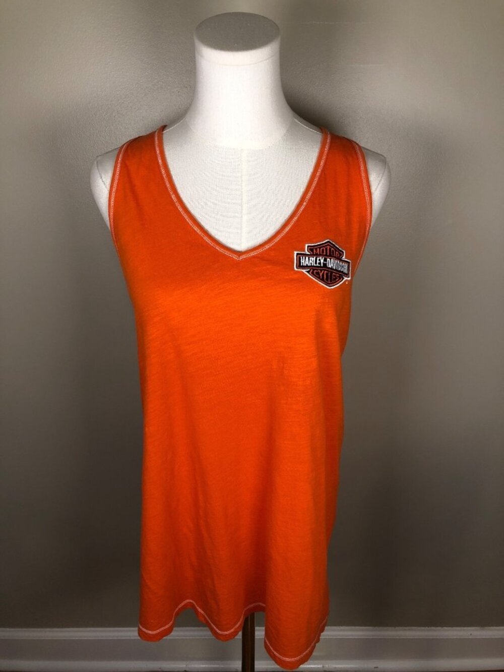 Harley Davidson Orange Racerback Tank Top Size L Bikercore Motorcycle Fashion
